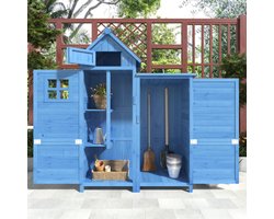 Gereedschapshuis tuinkast gereedschapsschuur gereedschapskast, BxT: 118x54 cm, 118 x 54 x 173 cm (BxTxH), weersbestendig, hout, blauw,, PVC-dak (set, 1 st., 1 x gereedschapskast)