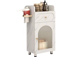 Gereedschapskast Kapper - Kapperskast Werkstation - Salon Organisatie - Explosieveilige Glazen Deur - 37x30x80cm - Wit Marmer