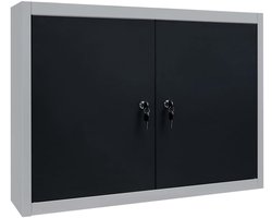 Gereedschapskast | Wandkast | Muurkast | Opbergkast voor aan de wand metaal grijs en zwart