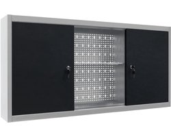 Gereedschapskast | Wandkast | Muurkast | Opbergkast voor aan de wand metaal grijs en zwart