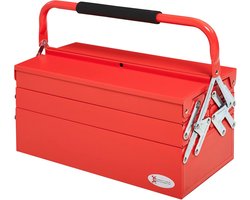 Gereedschapskist - Opvouwbare kist - Gereedschap organiseren - 5 Ruimtebesparende vakken - 45 x 345 cm - Rood