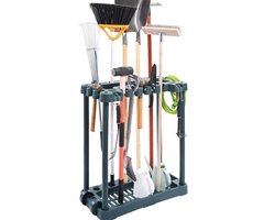 Gereedschapsrek met 10 Sleuven – Stevig Tuingereedschap Organizer Rek voor Lange Stelen, Bezems, Harken, Schoppen en Tuinmateriaal – Ruimtebesparende Staande Opberger voor Garage, Schuur of Tuinhuis – Duurzaam Kunststof Opslagsysteem