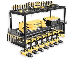 Gereedschapsrekken - Gereedschap ophangsysteem - Gereedschap Organizer Wand – Opbergrek voor Boormachines & Gereedschap – Wandrek met Haken & Planken – Werkplaats & Garage