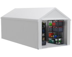 Gereedschapsschuur Gereedschapstent 3x6m (18㎡) Vouwpaviljoen UV-Bescherming Garagentent Met Zijwanden & Ventilatieopeningen Waterdicht PE Stof En Metaalframe Buiten Carport Wit NAIZY