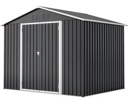 Gereedschapsschuur – Voor tuingereedschap en gereedschapsopslag – Met klapdeur – Zwart – Afmetingen: 244 x 183 cm