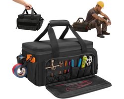 Gereedschapstas - Toolpack - Opbergzak Heavy-Duty - 40x25x19 cm - 600D Oxford - 9 Vakken - Waterdicht & Slijtvast - Met Handvat - Voor Elektriciens en Technici - Draagbaar