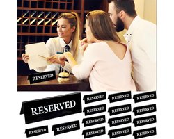 Gereserveerde Tafeltent Teken - Tafelborden - Restaurant Reservering - Dubbelzijdig Acryl - 15x5 cm - Zwart