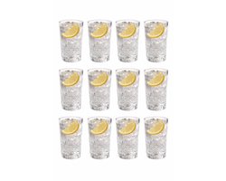 Geribbelde Drinkglazen - Longdrinkglazen - Set van 12 - 300 ml - Waterglazen - Limonadeglazen - Glazen - Koffieglazen - Theeglazen - latte macchiato glazen - matcha set