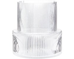 Geribbelde Glazen Vaas voor Bloemen - Elegante Bloemenvazen voor Interieur en Feesten - 19 cm