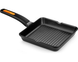 Geribbelde Grillpan BRA EFFICIENT PLUS Zwart Aluminium