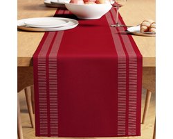 Geribbelde Tafelloper - Effen Katoen - Eettafel Decoratie - Gerecycled Materiaal - 33x250 cm - Grijs