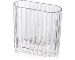 Geribbelde vaas, glazen vaas, vazen, decoratie, bloemenvaas voor tafeldecoratie, moderne vaas, transparante vaas van glas voor woonkamer, eettafel, entree, schoorsteenmantel, plank, bruiloft, kantoor