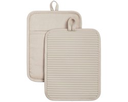 Geribbelde zachte siliconen pannenlap, set van 2, beige, 22.4 cm x 17.2 cm