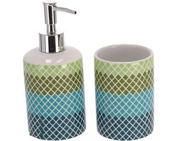 Gerimport Badkameraccessoire-set Keramiek Blauw/groen 2-delig