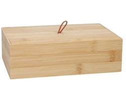 Gerimport bamboe houten opbergkistje met deksel - 22 x 15 x 7 cm - Sieraden/spulletjes/sleutels - Opberg kistjes
