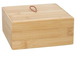 Gerimport bamboe houten opbergkistje met deksel - 2x - 15 x 15 x 7 cm - Sieraden/spulletjes/sleutels - Opberg kistjes