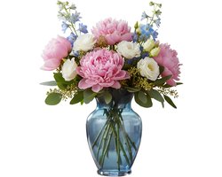 Gerimport bloemenvaas Segura - blauw - transparant - glas - 13 x 23 cm