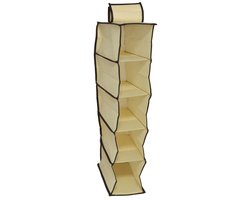 Gerimport Camping opberg/hangkast - leg niveaus - opvouwbaar - beige - 15 x 30 x 70 cm