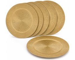 Gerimport Diner onderborden - 6x st - goud - D33 cm - kunststof - dinerborden - kerstdiner borden