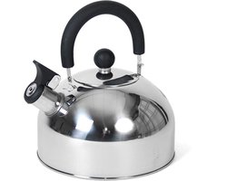 Gerimport Fluitketel - 2,5 liter - zilver / zwart - RVS - waterkoker - voor camping / caravan / camper