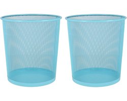 Gerimport Kantoor prullenbak/papiermand - 2x - 9 liter - blauw - Papier afvalbakken