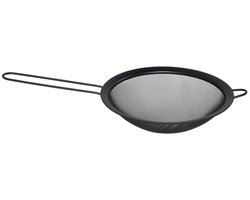 Gerimport Keuken vergiet met handvat - zwart - metaal - 18 cm - afgiet zeef