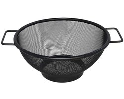 Gerimport Keuken vergiet met handvaten - zwart - metaal - 20 cm - afgiet zeef