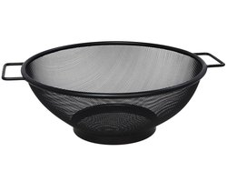 Gerimport Keuken vergiet met handvaten - zwart - metaal - 31 cm - afgiet zeef