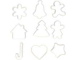 Gerimport Koekvormpjes - uitsteekvormpjes - kerst thema - 9x stuks - kunststof