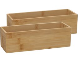 Gerimport Lade organizer - 2x - bamboe hout - 23 x 8 x 7 cm - bakje - kast organizer - organizer - doos