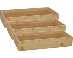 Gerimport Lade organizer - 3x - bamboe hout - 38 x 18 x 7 cm - bakje - kast organizer - organizer - doos