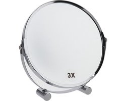 Gerimport Opmaakspiegel 18cm Glas/Staal Zilver 3x Vergrotend - Make up - Spiegel - Vergrotend - Badkamer - Toilet - Cosmeticaspiegel