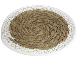 Gerimport Pannen onderzetters - van zeegras - 4x stuks - rond - 20 en 24 cm - Keuken artikelen