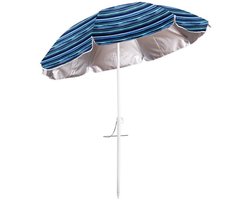 Gerimport Parasol UV50 - Maritiem blauw/wit - D200 x H200 cm - zomer/strand - 8 vlakken