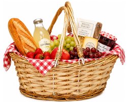 Gerimport Picknickmand met hengsel - naturel - 30 x 22 x 11 cm - rotan - gevlochten riet - hengselmand