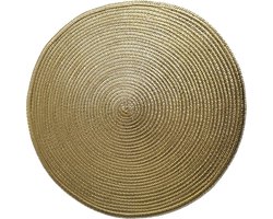 Gerimport Placemat - metallic goud - dia 38 cm - rond - geverfd jute.- onderlegger - kerstdiner/diner placemats