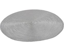 Gerimport Placemat - metallic zilver - 38 cm - rond - geverfd jute - onderlegger - kerstdiner