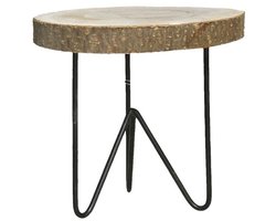 Gerimport Plantenpot verhoger Decowood - Boomstam - kaarsenbord - hout/metaal - D21 x H21 cm