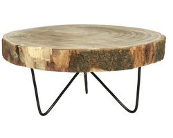 Gerimport Plantenpot verhoger Decowood - Boomstam - kaarsenbord - hout/metaal - D25 x H11 cm