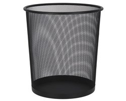 Gerimport Prullenmand - 9L - metaal - zwart - prullenbak - 19 x 23 x 27 cm
