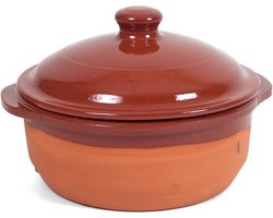 Gerimport Salamanca Ovenschaal - met deksel - 20 x 14 cm - steen - braadpannen - Spaans aardewerk