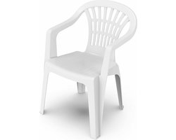 Gerimport Stoel voor buiten/binnen - tuinstoelen - wit - 50 x 54 x 76 cm - stevig kunststof - Bijzet stoelen