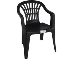 Gerimport Stoel voor buiten/binnen - tuinstoelen - zwart - 50 x 54 x 76 cm - stevig kunststof - Bijzet stoelen