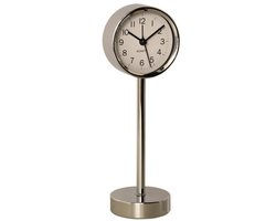 Gerimport Tafelklok - staand - metaal - zilver - 22 cm- kinderkamer klokje