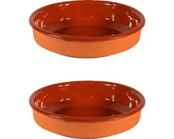 Gerimport Tapas bord/schaal - 2x - Sevilla - 18 cm - aardewerk - oranje - serveerschaal