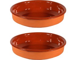 Gerimport Tapas bord/schaal - 2x - Sevilla - 21 cm - aardewerk - oranje - serveerschaal
