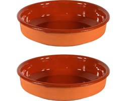 Gerimport Tapas bord/schaal - 2x - Sevilla - 26 cm - aardewerk - oranje - serveerschaal