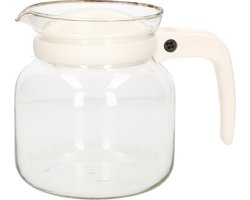 Gerimport Theepot - glas - kunststof deksel - wit - 1 liter - theekanm