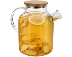 Gerimport Theepot met filter - 1,8 liter - glas/bamboe - 1,84 x 20 x 1,82 cm - kan/karaf