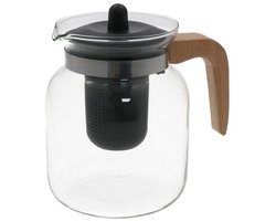 Gerimport Theepot met filter - glas - met deksel - transparant - 1500 ml - 12 x 17 cm